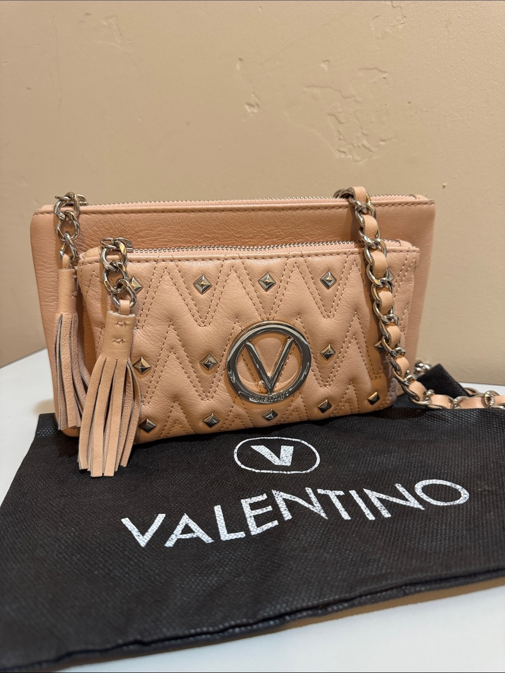 Valentino✨ Vanille Doubled Pink Quilted Chain Bag by Mario Valentino